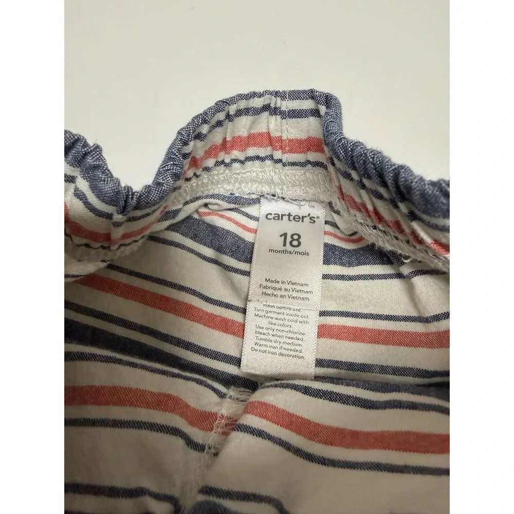 Carters Boys 18 Months Nautical Stripe Pull On Shorts Navy Red White